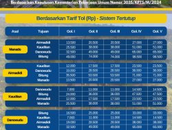 Penyesuaian Tarif Tol Manado Bitung Mulai 25 Januari 2025 Pukul 00.00 WITA