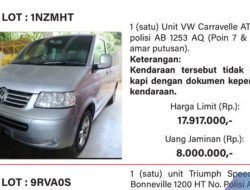 Besok KPK Lelang Aset Koruptor, Mobil Volkswagen Mulai Rp17 Juta!