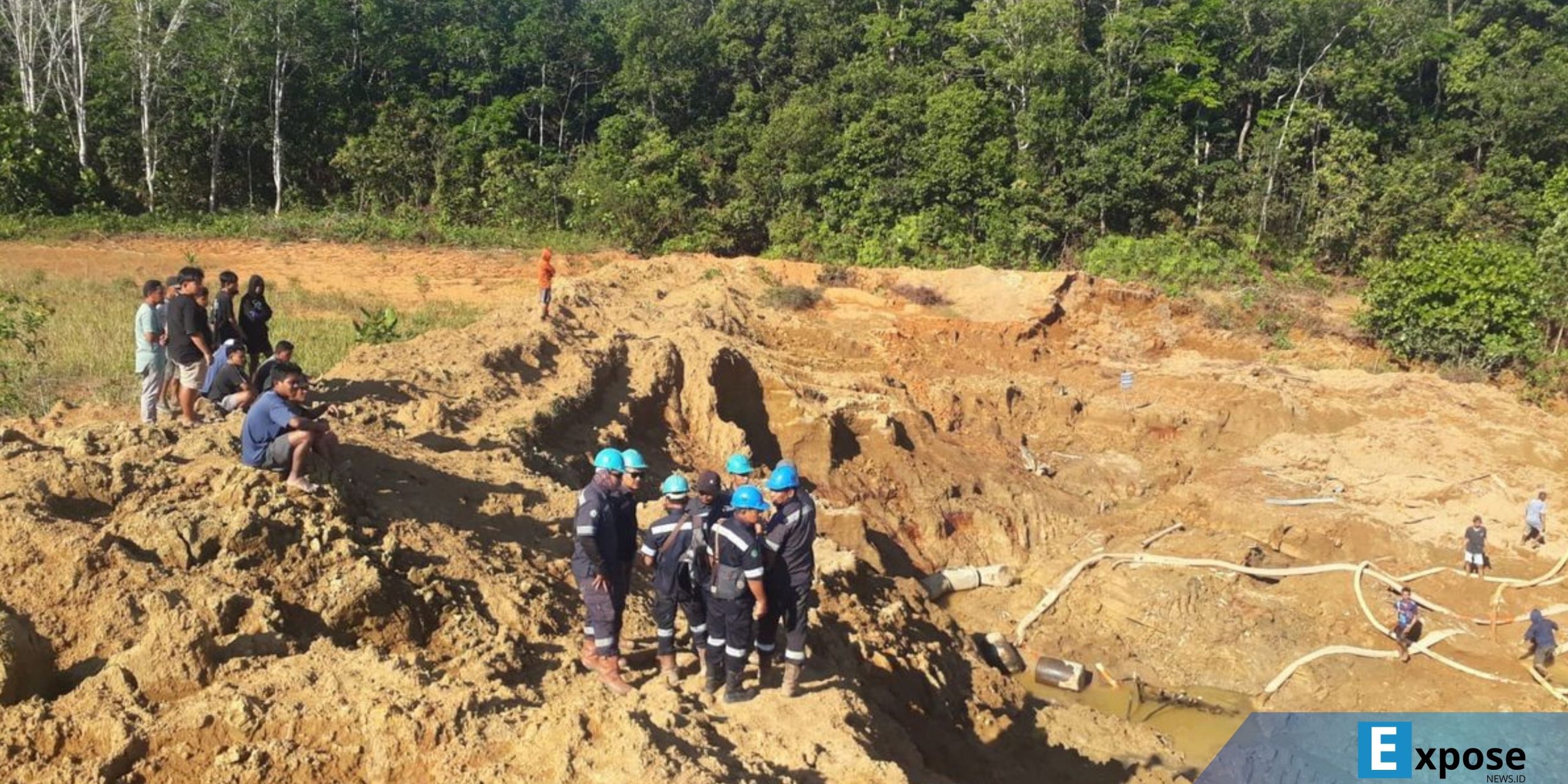 Lokasi terjadinya longsor di tambang timah Bangka Barat