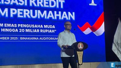 Ketua Umum Badan Pengurus Pusat (Ketum BPP) HIPMI Akbar H Buchari dalam sosialisasi KUR Perumahan di Jakarta